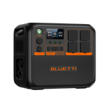 BLUETTI AC200P L portable power station from the side, showing the carry handle and the rear input ports