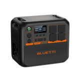 BLUETTI AC200P L portable power station top-down at an angle, showing the wireless charging pads and carry handles