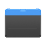 Top of the BLUETTI B1210 deep-cycle battery: blue top plate with LINK IN and LINK OUT ports, positive and negative terminals and corner feet