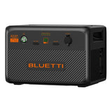 BLUETTI B210P expansion battery at a three-quarter angle, showing the front ports and side carry handle