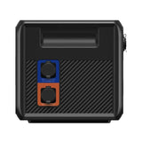 Side of the BLUETTI B210P showing its two covered 51.2V battery expansion ports and carry handle