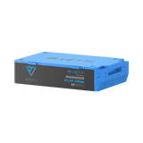 BLUETTI B4810 deep-cycle battery, three-quarter view from above showing the blue top plate, side label and end terminal housing