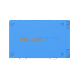 Top of the BLUETTI B4810 deep-cycle battery: flat blue mounting plate with the BLUETTI wordmark, corner feet recesses and bracket lugs
