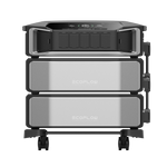 Stack of EcoFlow power stations on a white background