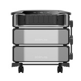 Stack of EcoFlow power stations on a white background