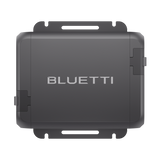 BLUETTI Charger 1 seen face on, showing the BLUETTI wordmark across the flat top and the moulded mounting ears