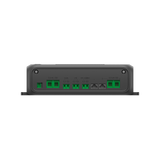 Port face of the BLUETTI Charger 2, showing the labelled terminal blocks for the car battery, power station, solar input, 48V DC Hub output and communication ports