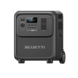BLUETTI Elite 320 from the left, showing the side panel, carry handle and rear wheel
