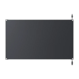 Back of the BLUETTI PV100 FX flexible solar panel, showing the black LBC backsheet, corner grommets and the cable exit at the top right