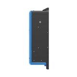 Side profile of the BLUETTI RV5 power hub showing its slim wall-mount depth, grounding point and blue front edge