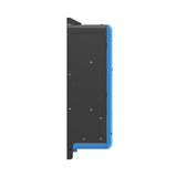 Opposite side profile of the BLUETTI RV5 power hub with the black chassis panel and mounting flanges