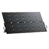 BLUETTI SORA-500 solar panel unfolded at an angle, showing all twelve TOPCon panels and the carry handles at each end