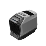 EcoFlow WAVE 3 Portable Air Conditioner docked on top of the WAVE 3 Add-On Battery, seen from the front corner